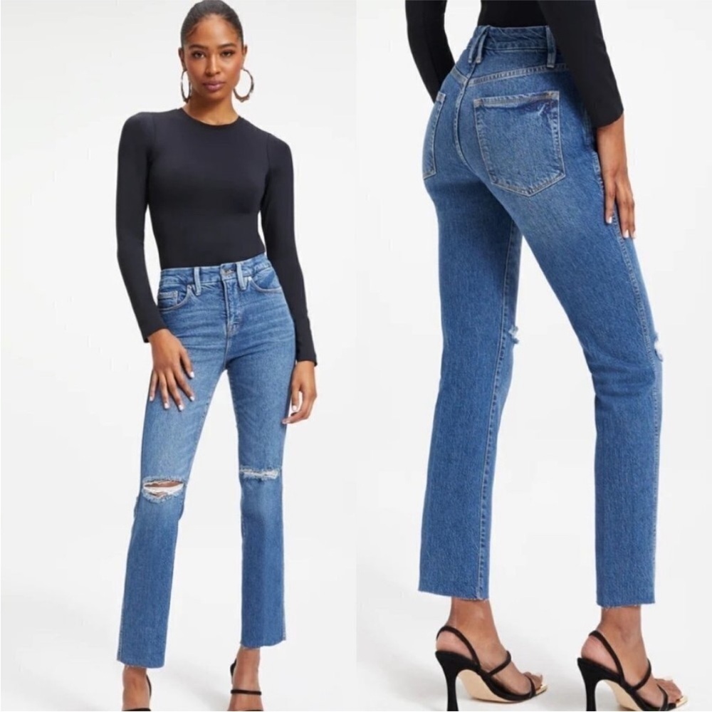 Good American Good Curve Straight Jeans in Blue 527